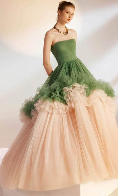 Tarik Ediz 98264 - Straples Ruffle Tier Ballgown Ball Gowns