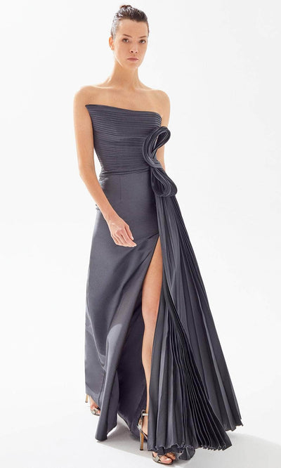 Tarik Ediz 98300 - Asymmetrical Pleated Evening Gown Evening Dresses