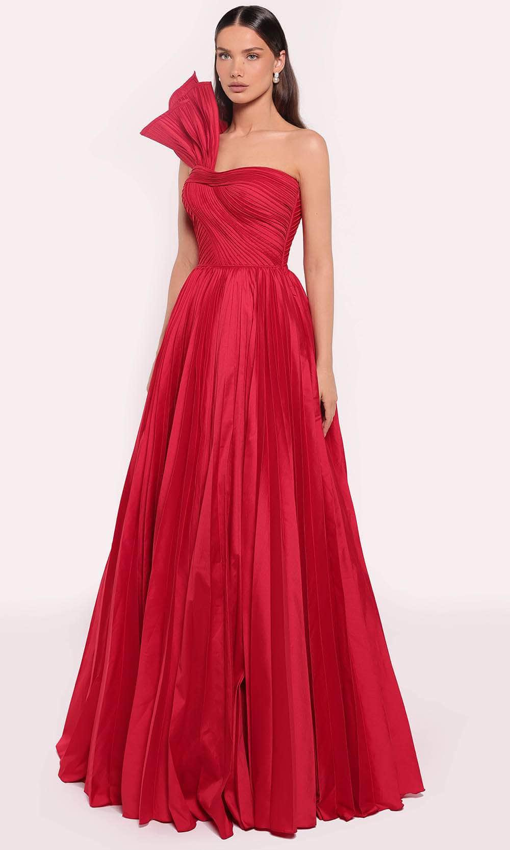 Tarik Ediz 98704 - Structured One Shoulder Gown Prom Dresses 0 /  Fire Red