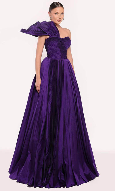 Tarik Ediz 98704 - Structured One Shoulder Gown Prom Dresses 0 /  Purple