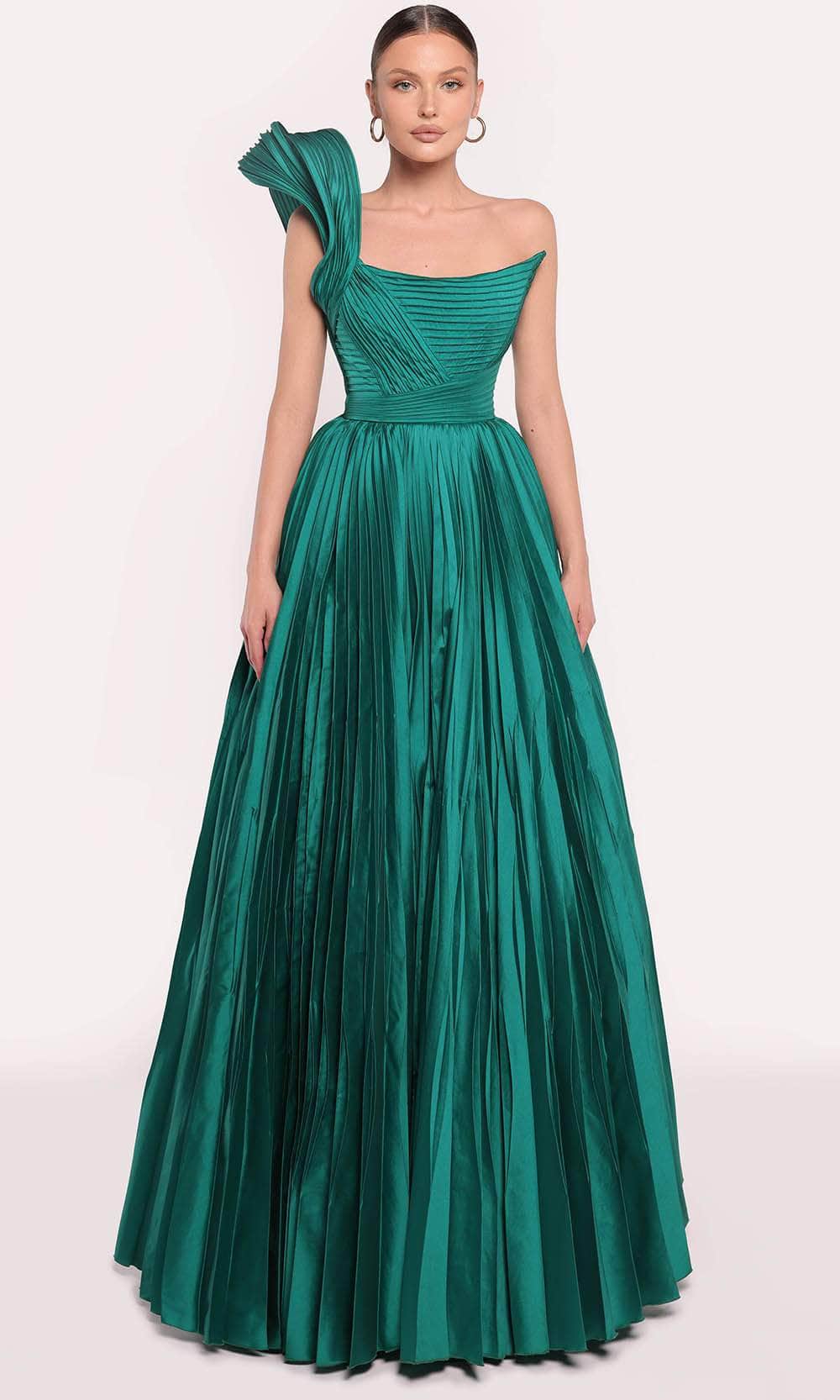 98704 Rings Tarik Ediz 98704 - Long Tafetta A-Line Dress - Structure One Shoulder ...