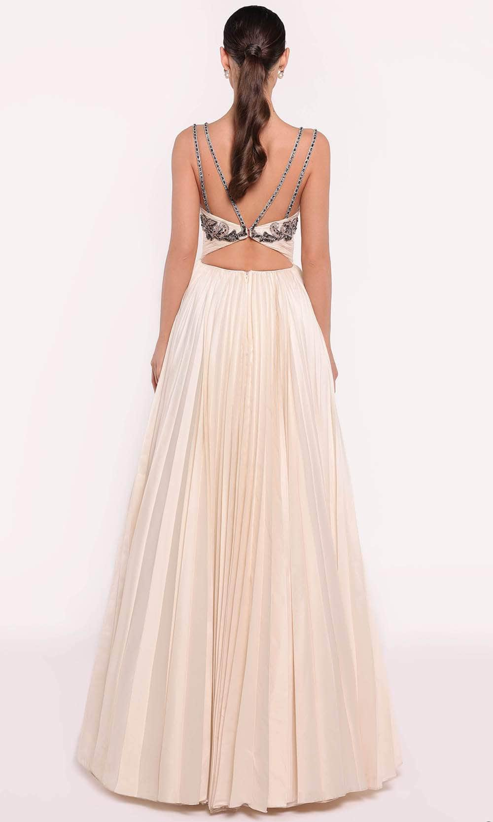 Tarik Ediz 98715 - Shirred V-Neck Evening Gown Ball Gowns