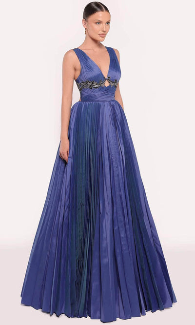 Tarik Ediz 98715 - Shirred V-Neck Evening Gown Ball Gowns