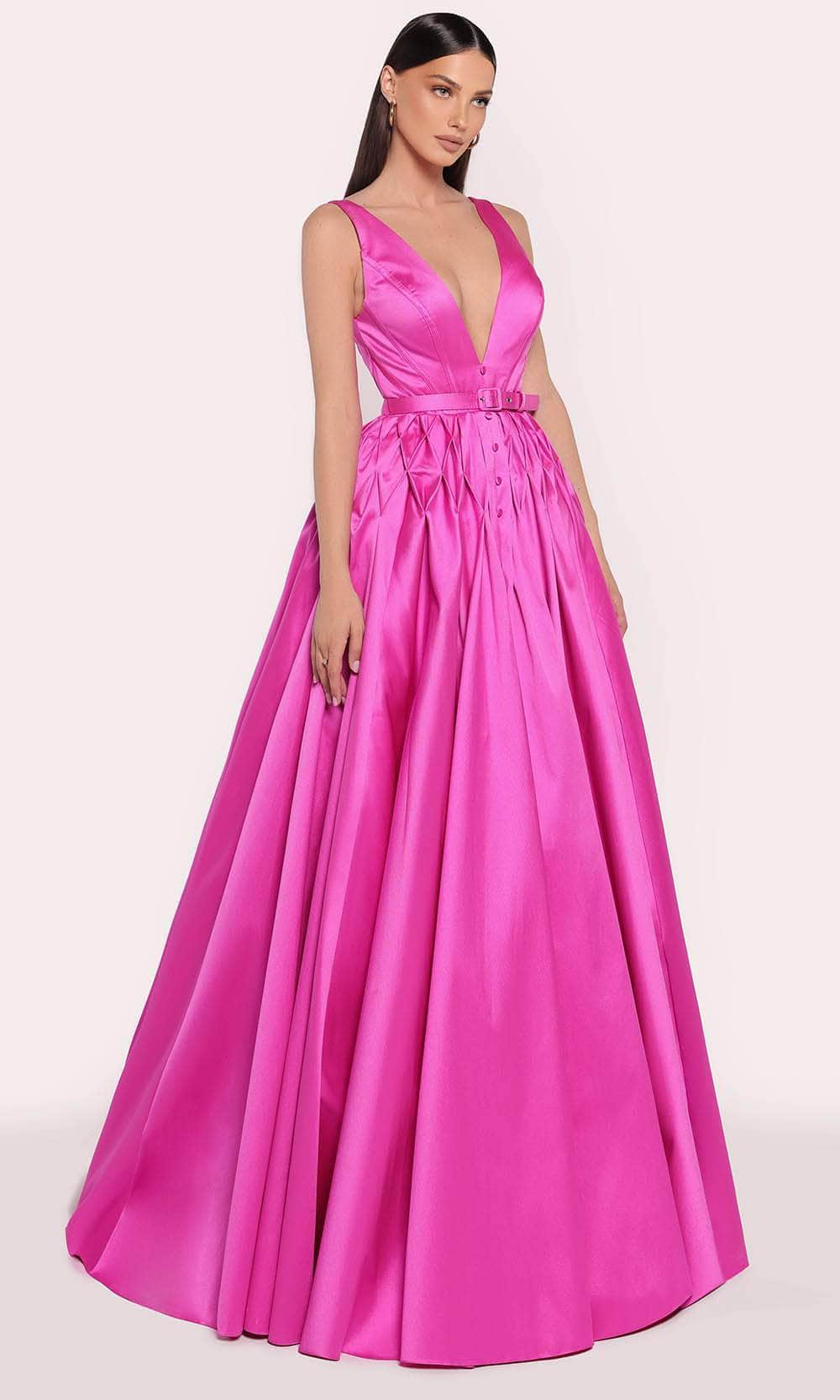 Tarik Ediz 98732 - Sleeveless Diamond Accent Gown Evening Gown 0 /  Fuchsia