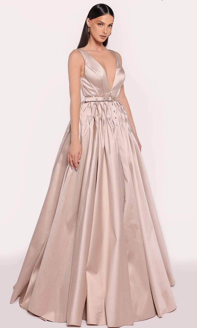 Tarik Ediz 98732 - Sleeveless Diamond Accent Gown Evening Gown 0 /  Stone