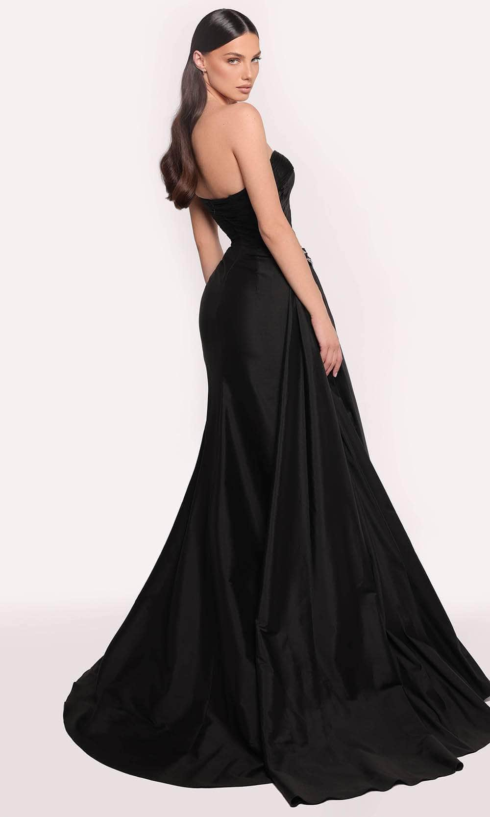 Tarik Ediz 98742 - Shirred One Shoulder Evening Gown Prom Dresses