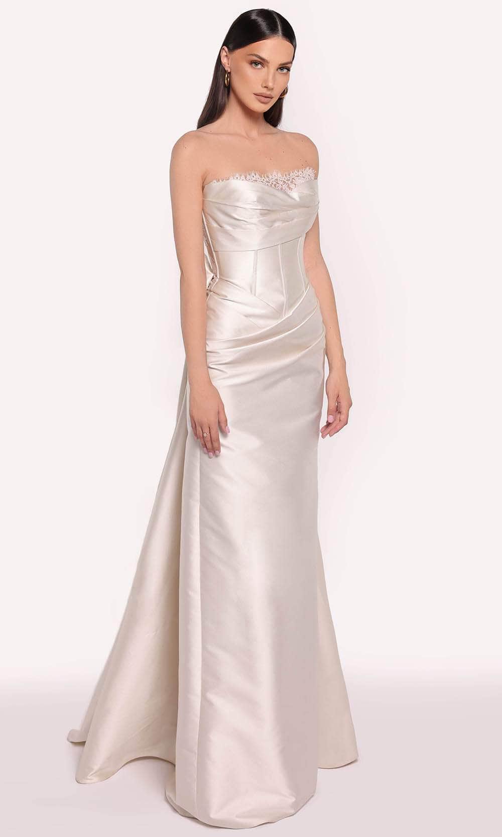 Tarik Ediz 98763 - Lace Trimmed Sweetheart Evening Gown Prom Dresses 0 /  Vanilla