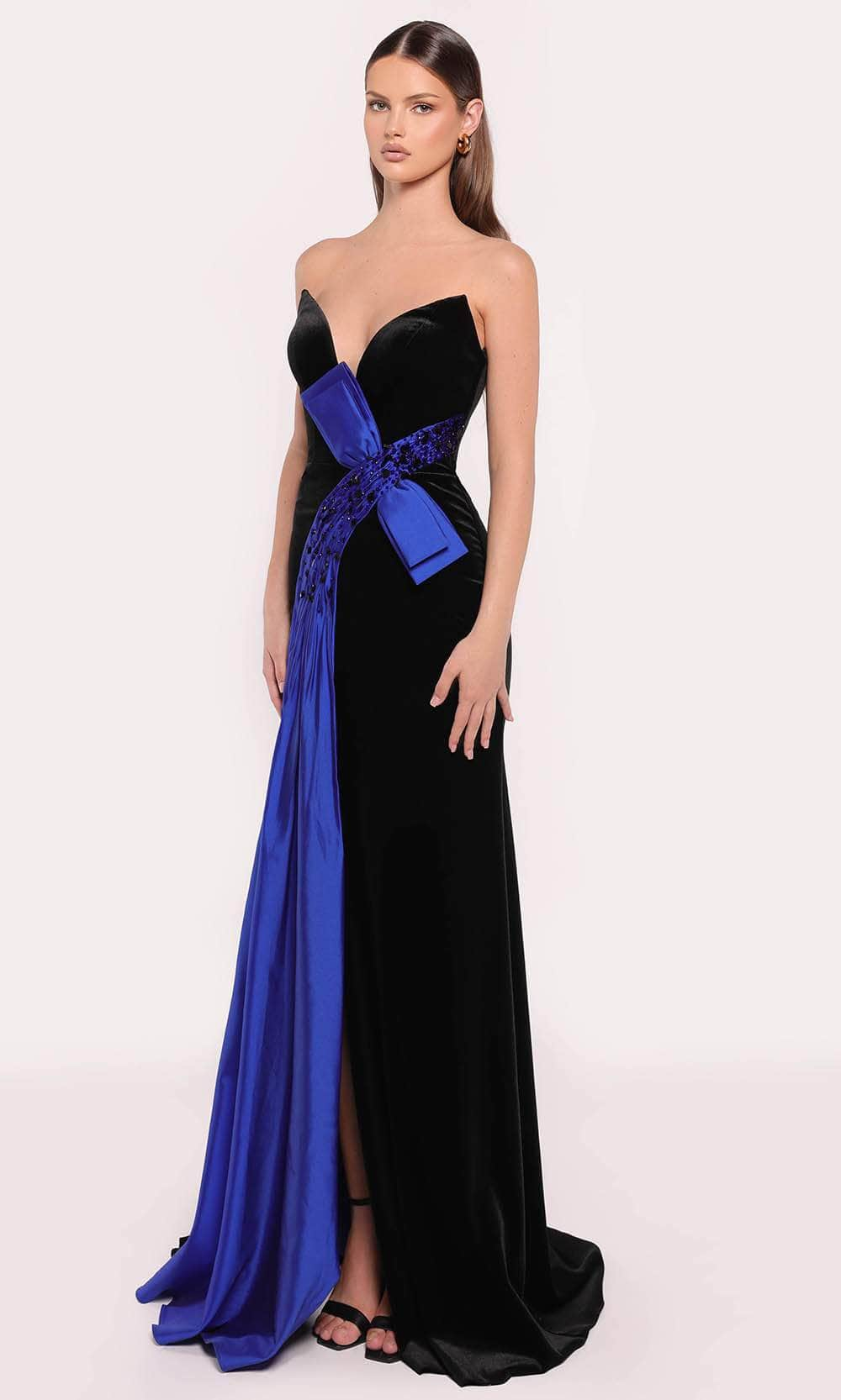 Tarik Ediz 98794 - Strapless two-Toned Gown Prom Dresses 0 /  Black/Royal Blue