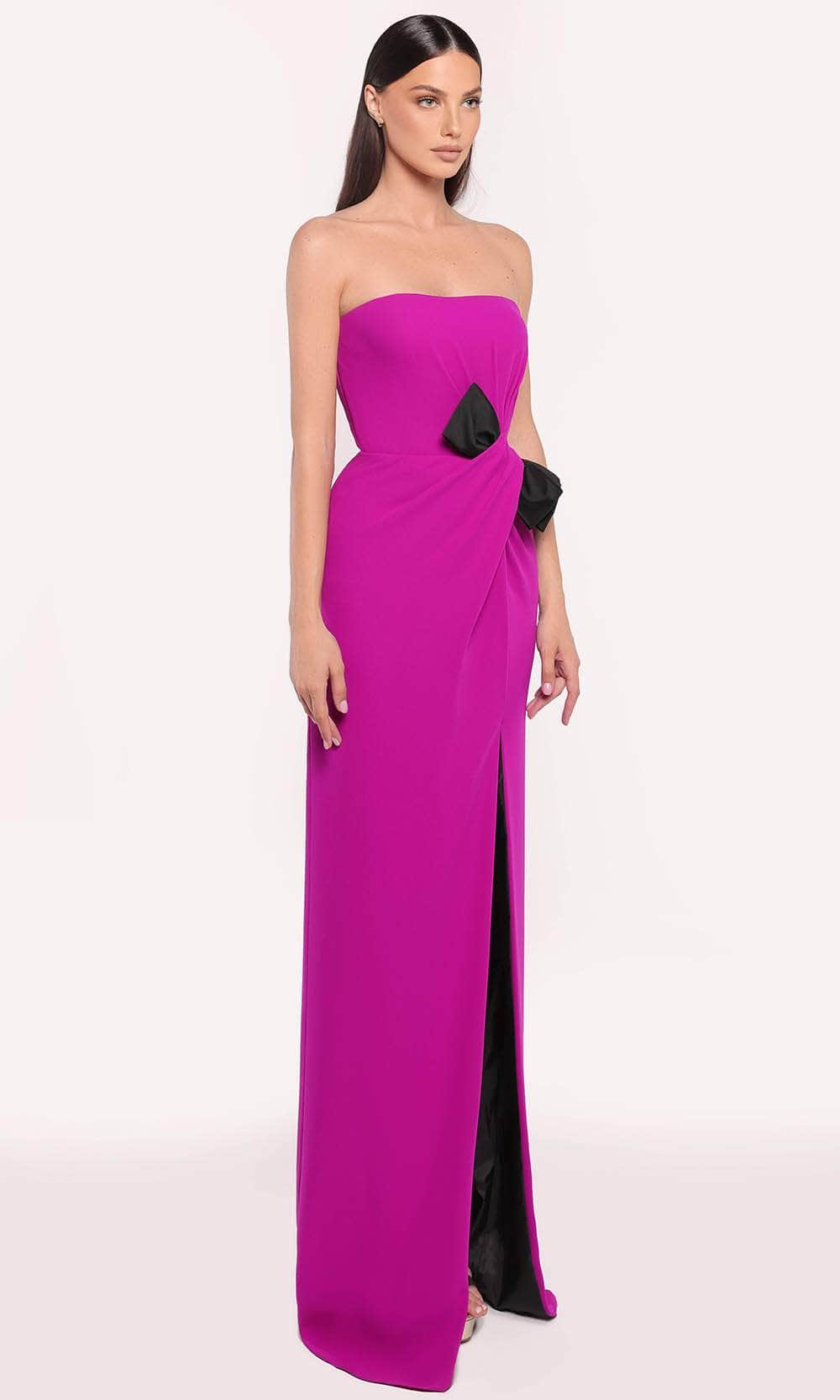 Tarik Ediz 98795 - Bow Weaved Evening Gown Evening Dresses 0 /  Orchid/Black