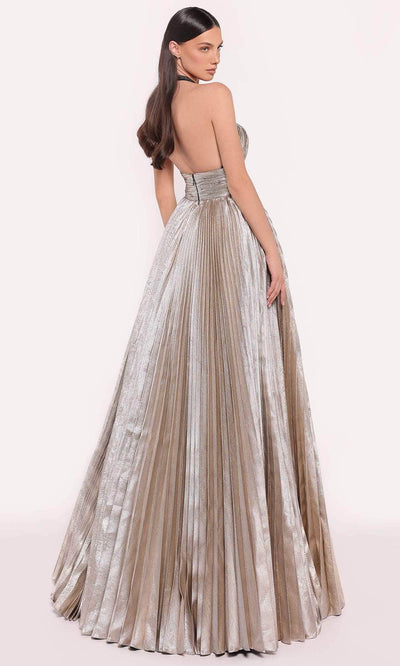 Tarik Ediz 98808 - Metallic Pleated Evening Gown Evening Gown