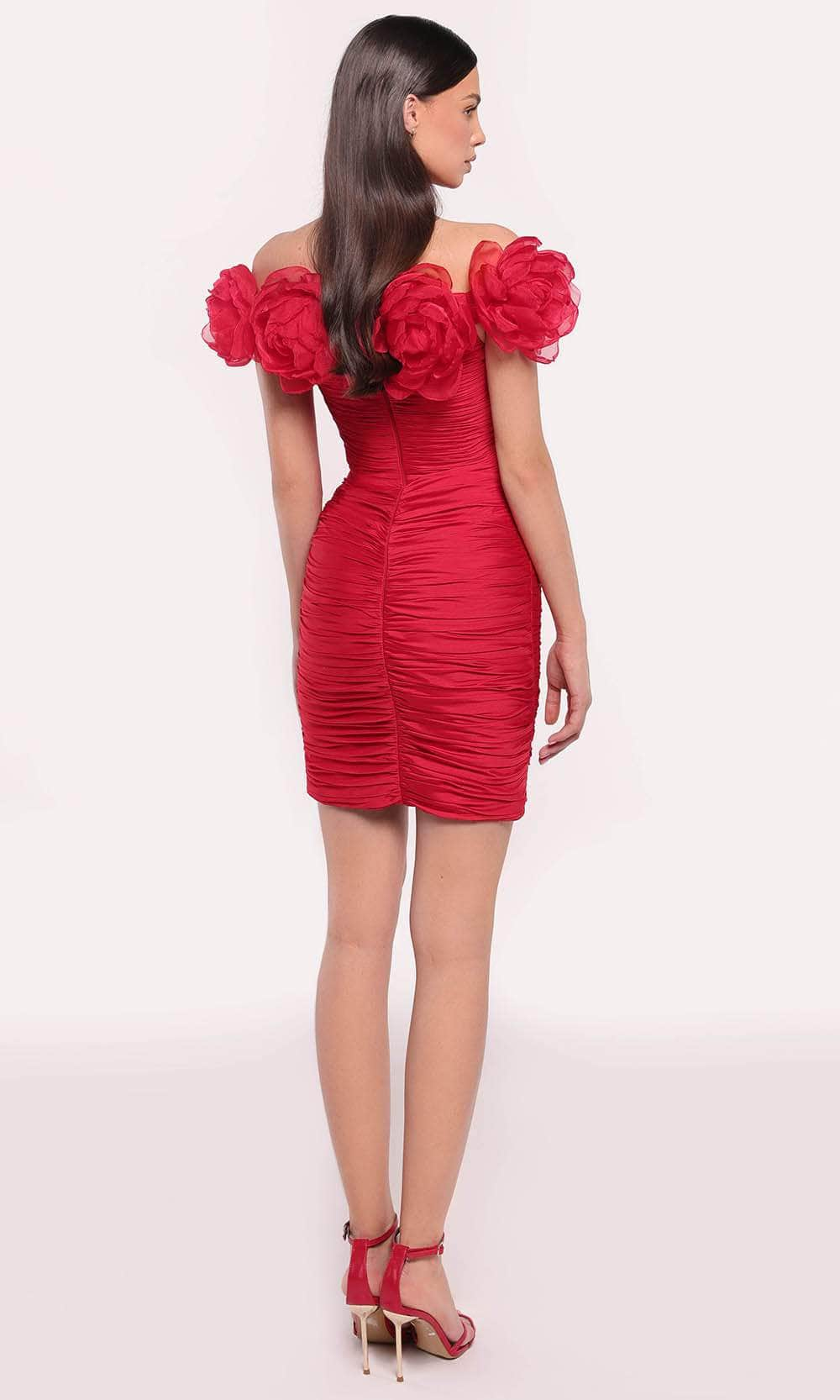 Tarik Ediz 98814 - Shirred Applique Dress Cocktail Dresses