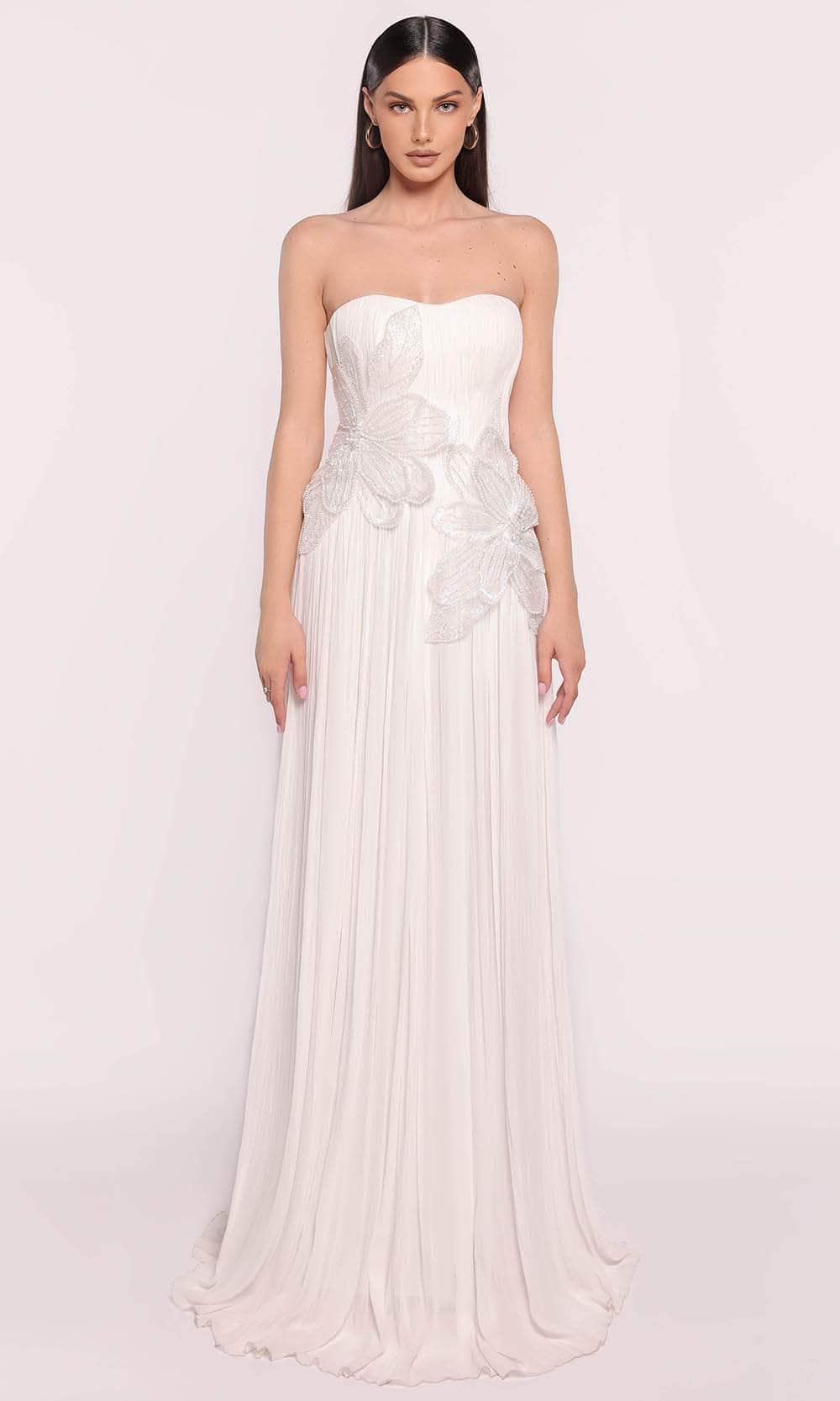 Tarik Ediz 98828 - Strapless Shirred Evening Gown Evening Dresses 0 /  Ivory