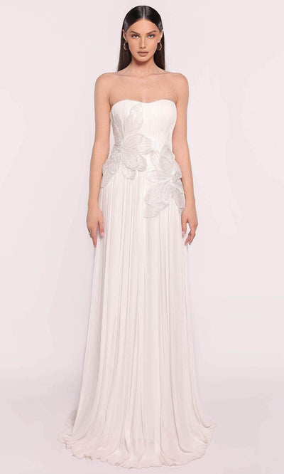 Tarik Ediz 98828 - Strapless Shirred Evening Gown Evening Dresses 0 /  Ivory