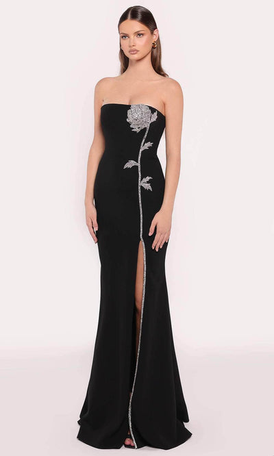 Tarik Ediz 98871 - Rose Motif Evening Dress Evening Dresses 0 /  Black