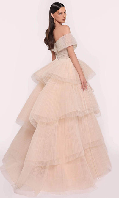 Tarik Ediz 98884 - Tiered Off Shoulder Gown Prom Dresses