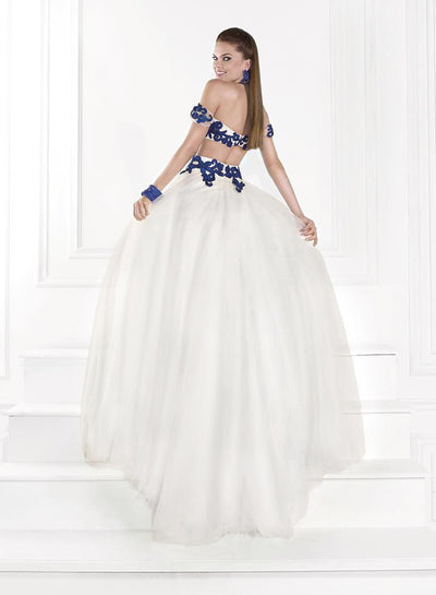 Tarik Ediz - Off the Shoulder Filigree Patterned Tulle Gown 92613 Special Occasion Dress