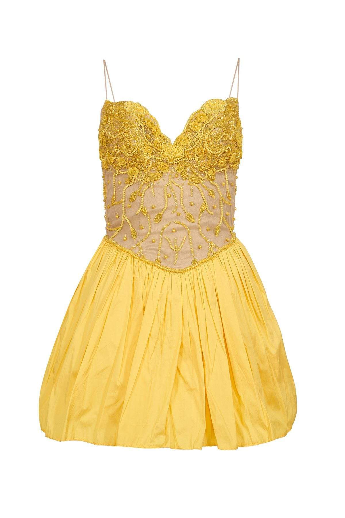 Tarik Ediz - Sleeveless Sweetheart Bow Accented Short Dress 90378 Special Occasion Dress 0 / Yellow