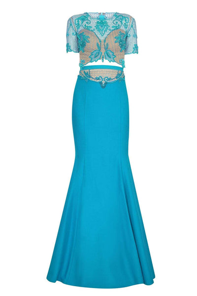 Tarik Ediz - Two Piece Beaded Mermaid Dress 50108 Special Occasion Dress 0 / Oil