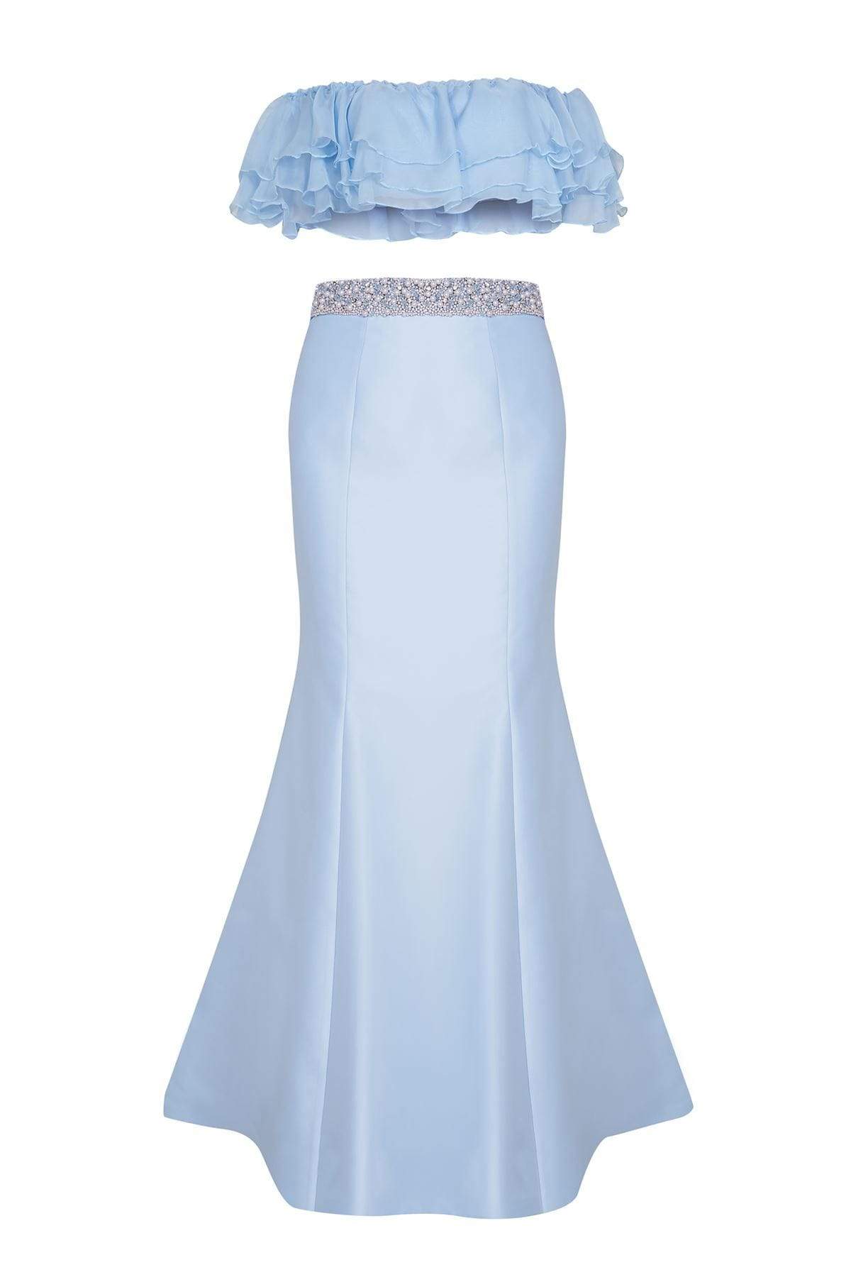 Tarik Ediz - Two-Piece Mermaid Dress 50086 Special Occasion Dress 0 / Skyway Blue