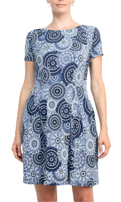 Connected Apparel TAX97664M1 - Puff Print Jewel Neckline Short Dress Homecoming Dresses