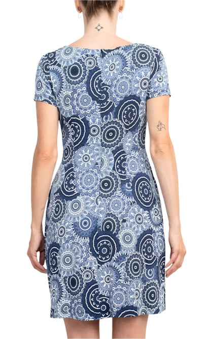 Connected Apparel TAX97664M1 - Puff Print Jewel Neckline Short Dress Homecoming Dresses