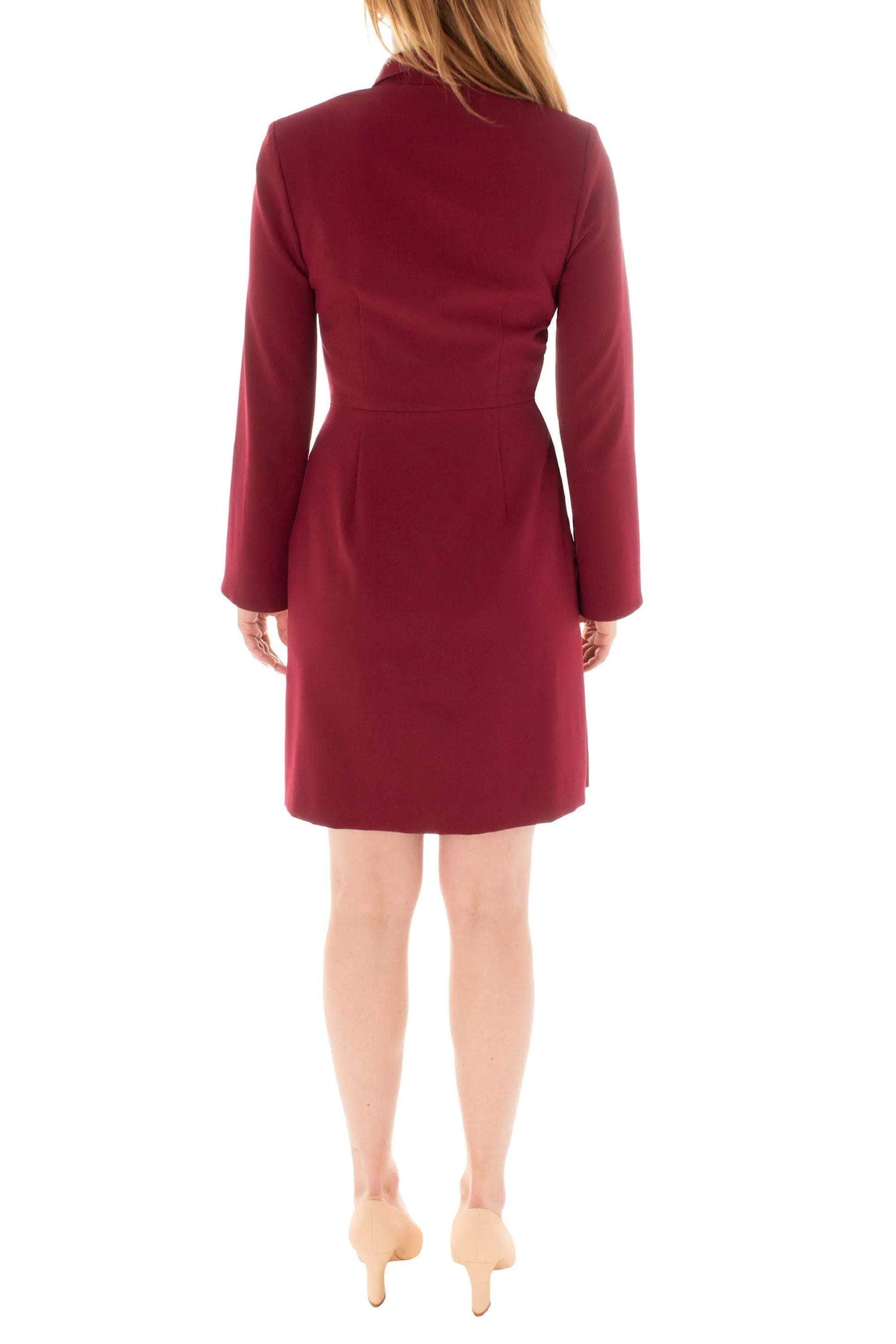 Taylor 3471M - Short Stretch Crepe A-Line Dress - Collared, Long Sleeves, Faux Wrap Bodice, Full Back, Short Hem ADASA Taylor 3471M - Short Stretch Crepe A-Line Dress - Collared, Long Sleeves, Faux Wrap Bodice, Full Back, Short Hem ADASA