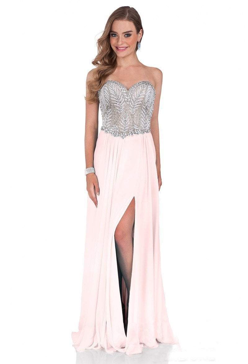 Terani Couture - 1611P0207A Fully Jeweled Bodice Evening Dress Special Occasion Dress 00 / Blush