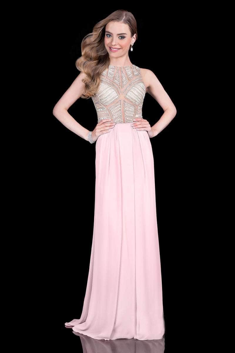 Terani Couture 1615P1294A - Embellished Long Gown Evening Dresses 0 / Dusty Pink