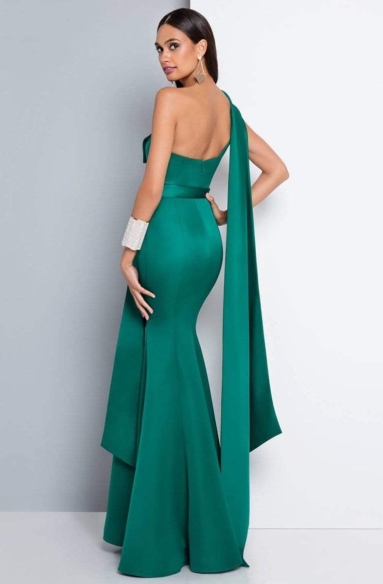 Terani Couture - 1812E6296X Cascading Paneled Asymmetrical Long Gown Prom Dresses