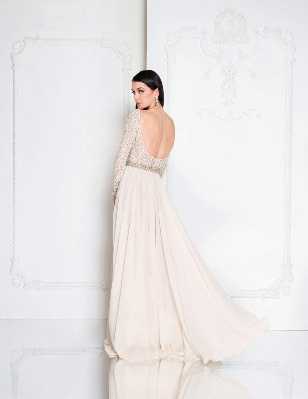 Terani Couture - 1812M6650 Lace Long Sleeved A-line Gown Special Occasion Dress