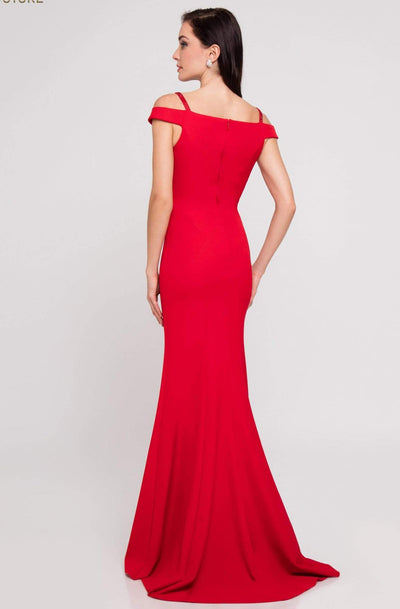 Terani Couture - 1813B5185 Sculpted Off Shoulder High Slit Sheath Gown Special Occasion Dress