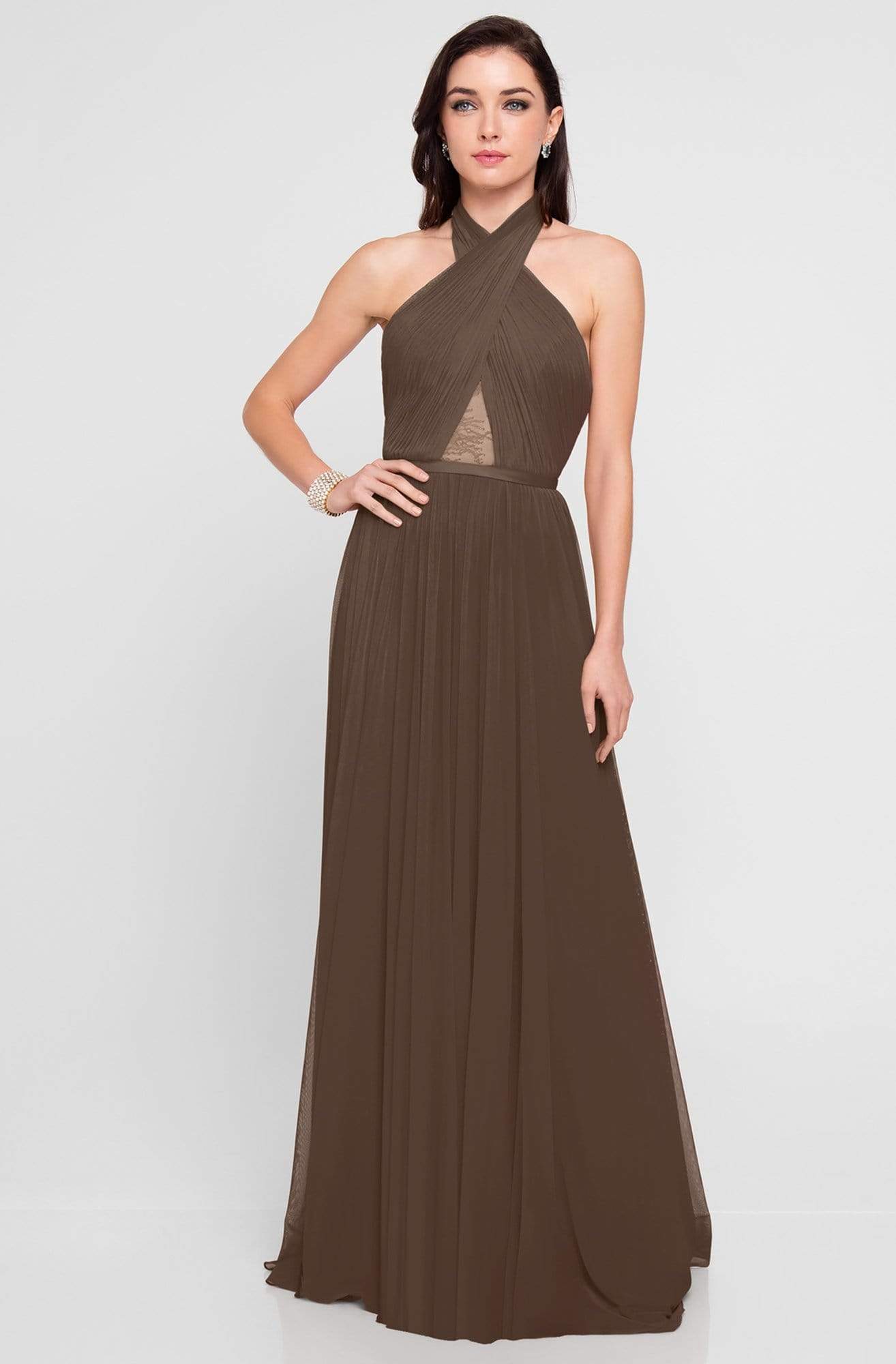 Terani Couture - 1813B5193 Crisscross High Halter Illusion Cutout Gown Special Occasion Dress