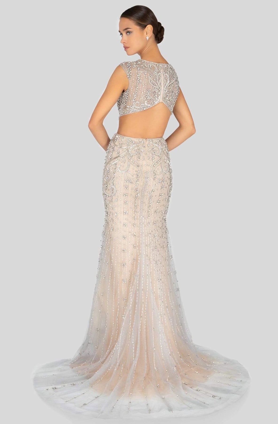 Terani Couture - 1911GL9500 Bead Embellished Cutouts Sheath Gown Evening Dresses