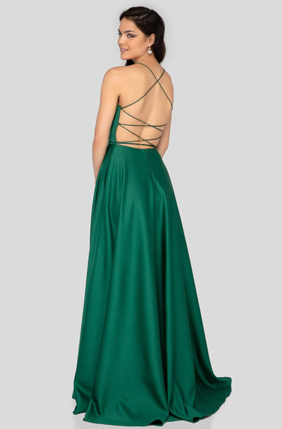 Terani Couture - 1911P8178 Strappy Open Back Matte Satin Gown Special Occasion Dress