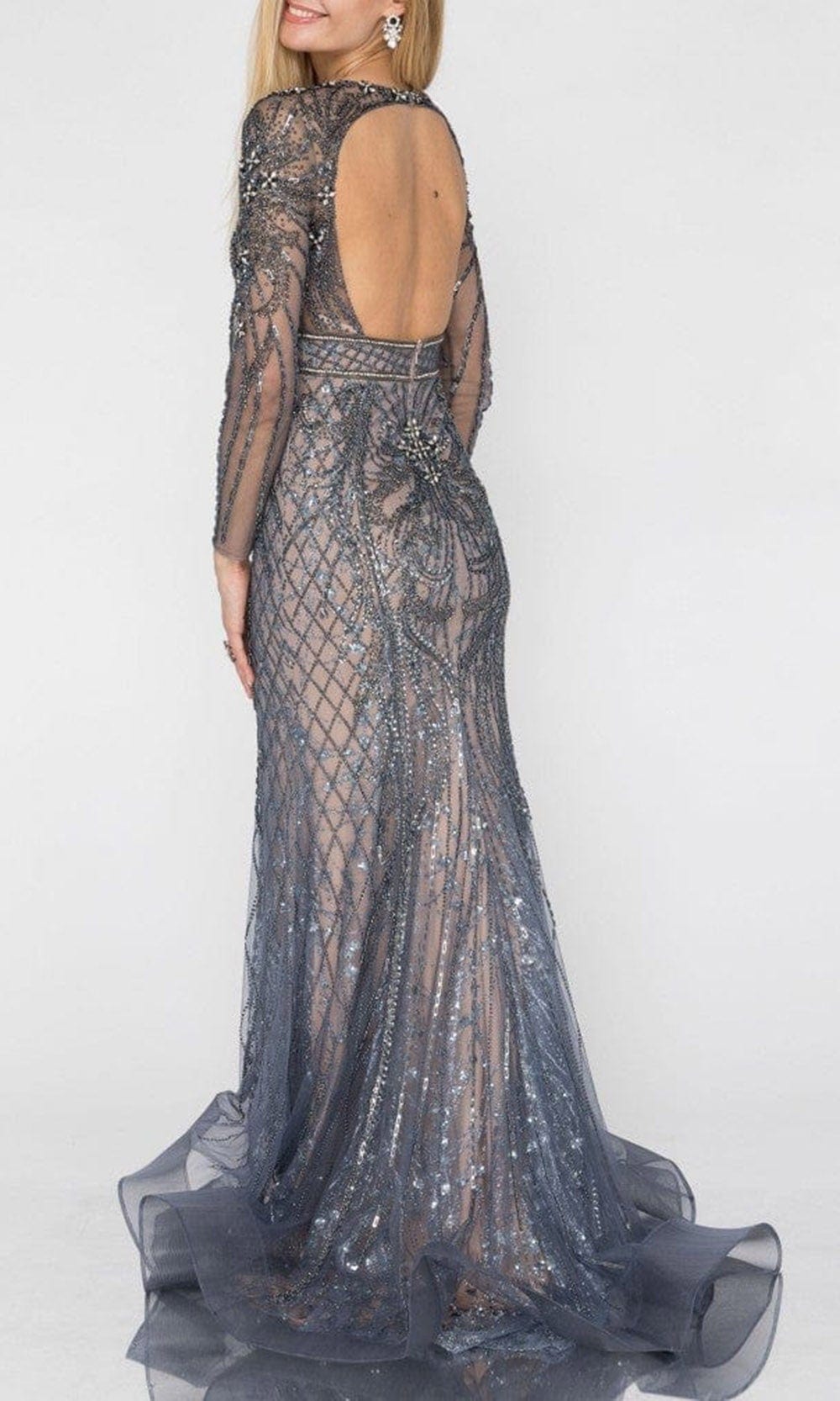Terani Couture - 1922GL0670 Long Sleeve Beaded Sheath Gown Special Occasion Dress