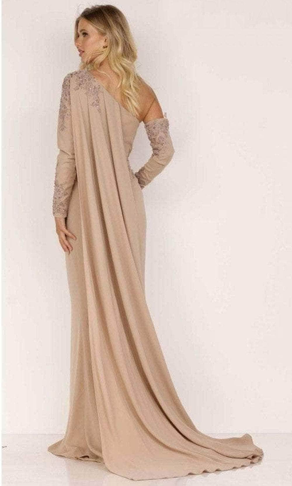 Terani Couture 2011E2037 - One Sleeve With Cape Long Dress Evening Gown