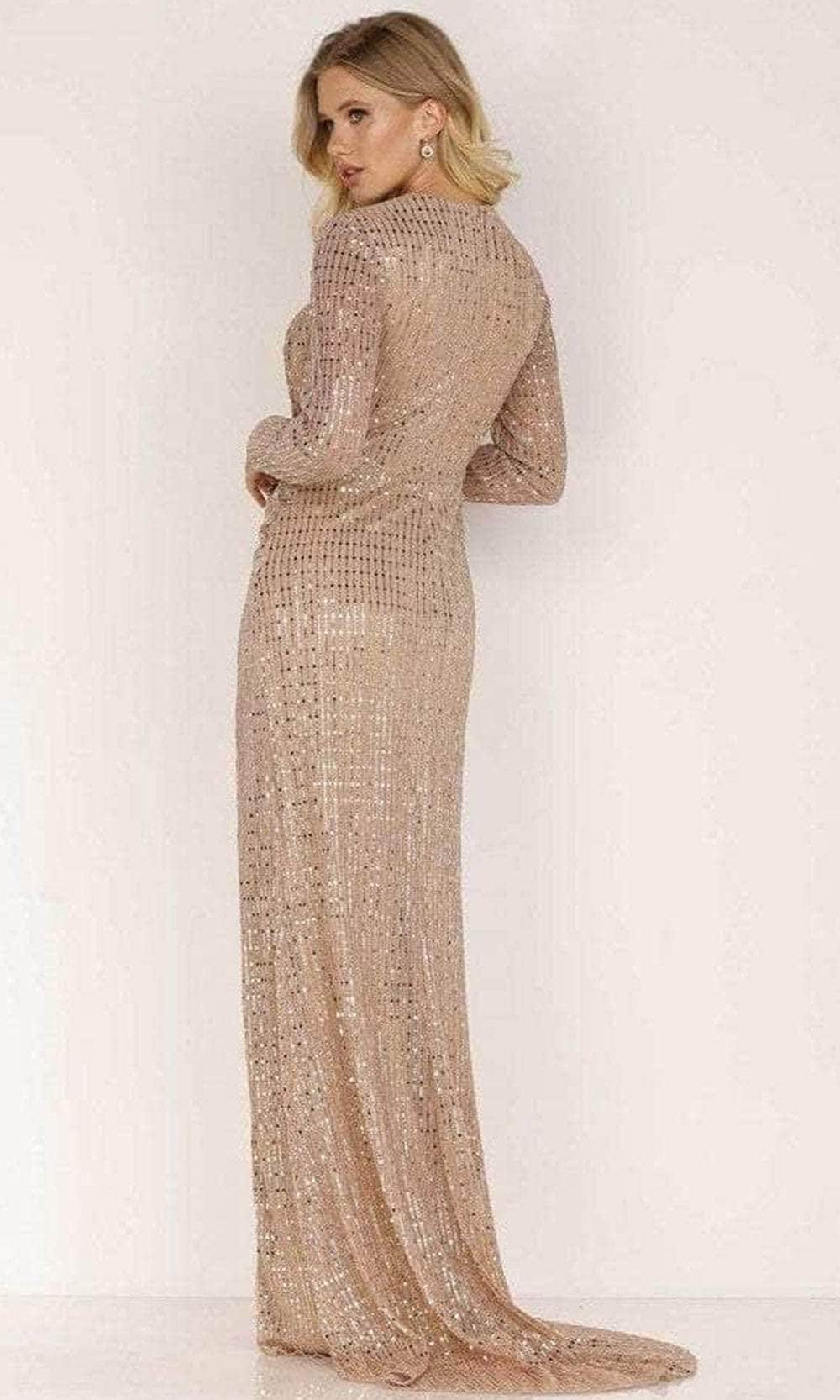 Terani Couture 2011E2083 - Long Sleeve Front Cut Out Long Dress Evening Dress