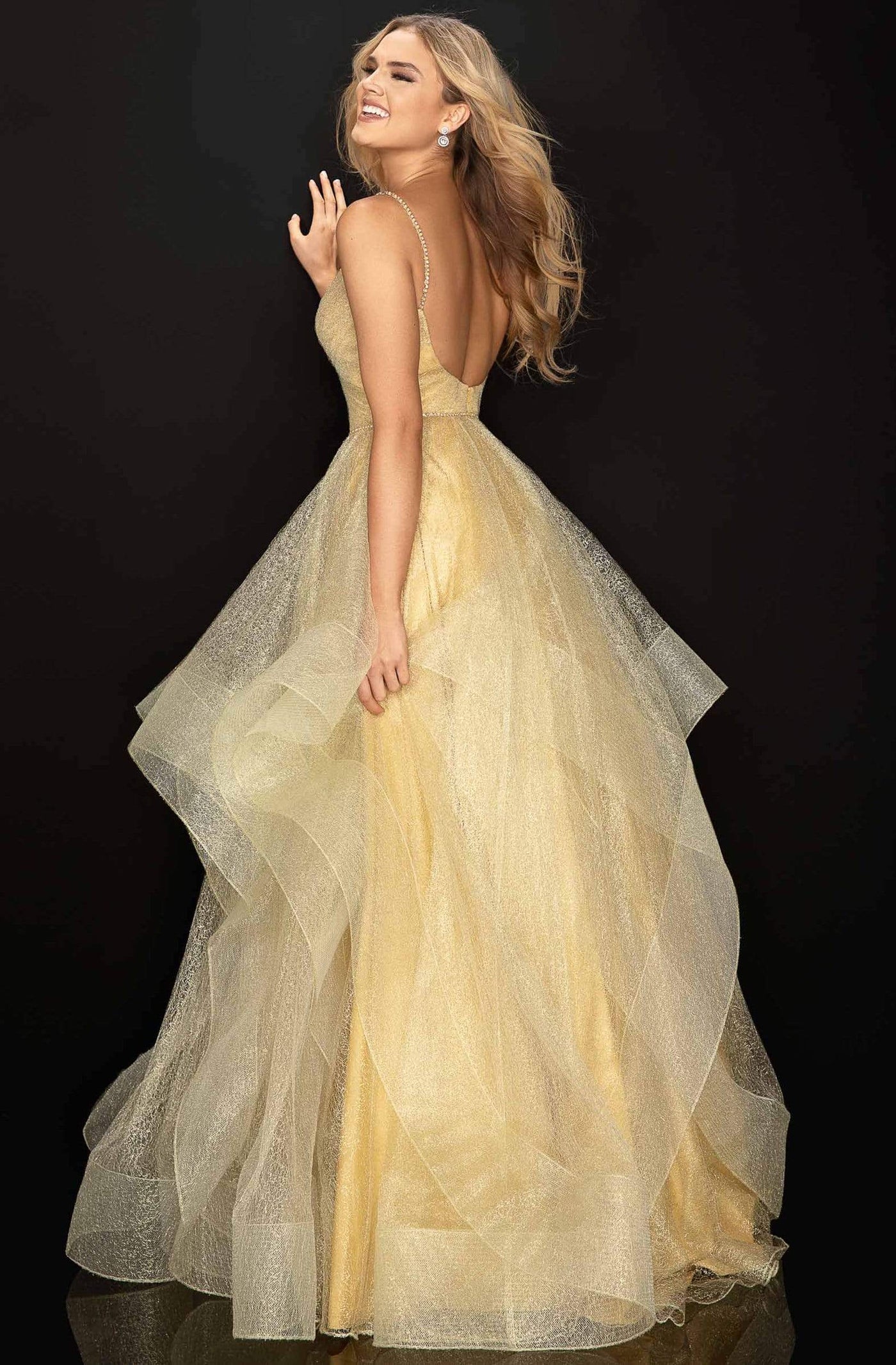 Terani Couture - 2011P1213 Crisscross Rendered Tiered A-Line Gown Prom Dresses