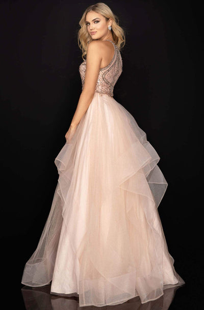 Terani Couture - 2011P1217 Ornate Illusion Paneled Halter A-Line Gown Prom Dresses