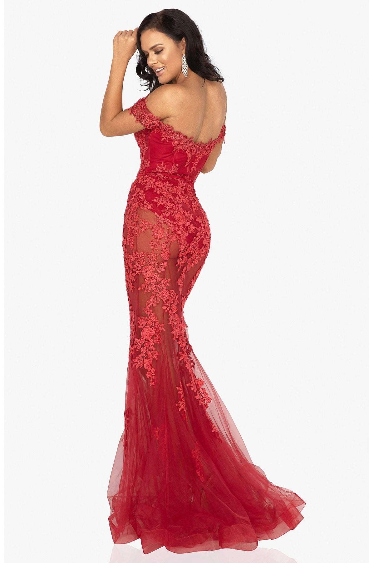 Terani Couture - 2012P1471 Floral Embroidered Off-Shoulder Dress Prom Dresses