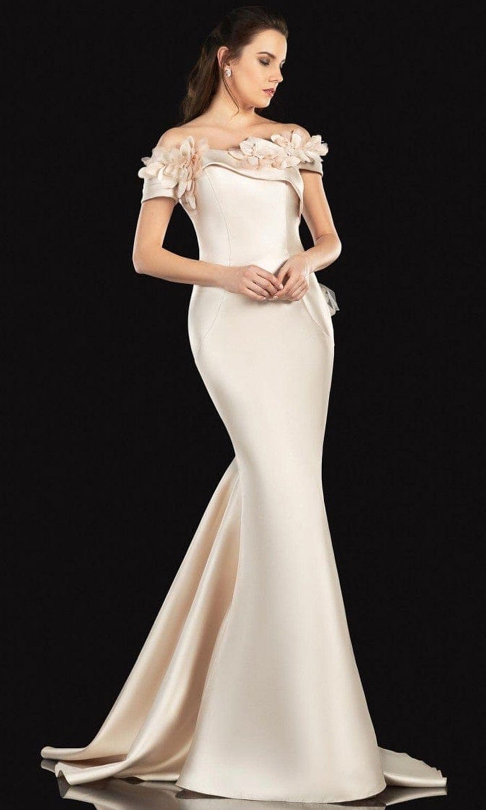 Terani Couture 2021E2808 - Off-shoulder Evening Gown Evening Dresses 00 / Blush Taupe