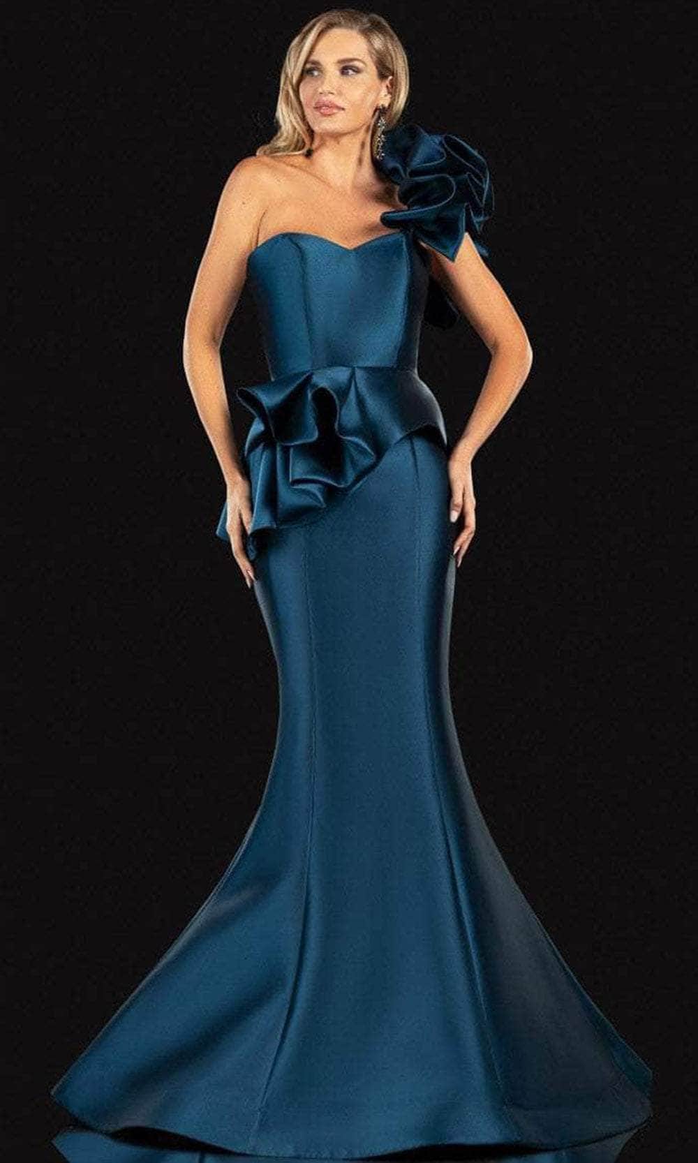 Terani Couture 2021E2809 - One Shoulder Peplum Evening Dress Evening Dress