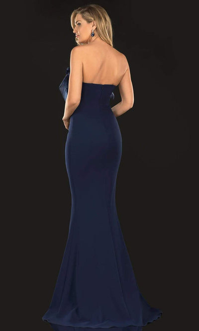 Terani Couture - 2021E2818 Strapless Ribbon Accent Slit Sheath Gown Evening Dresses