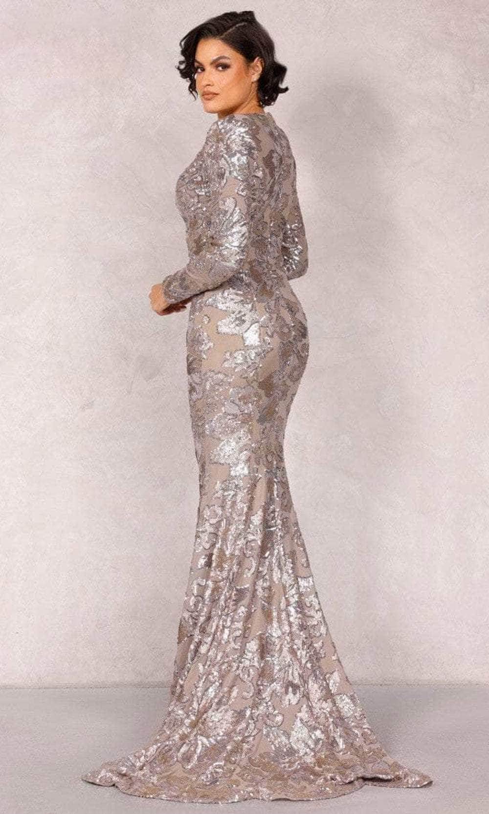 Terani Couture 2021E2840 - Floral Metallic Mermaid Evening Dress Special Occasion Dress