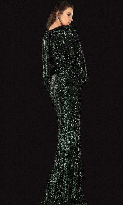 Terani Couture - 2021M2962 Cape Sleeve Sequin Long Dress Special Occasion Dress