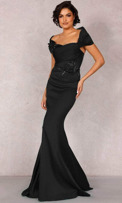 Terani Couture 2021M2969 - Shawl Draped Mermaid Evening Dress Evening Dresses 0 / Black