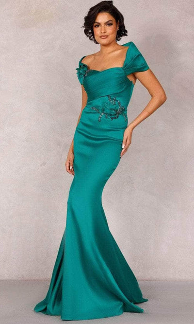 Terani Couture 2021M2969 - Shawl Draped Mermaid Evening Dress Evening Dresses 0 / Emerald