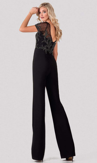 Terani Couture - 2027E2940 Beaded Bodice Short Sleeve Jumpsuit Evening Dresses