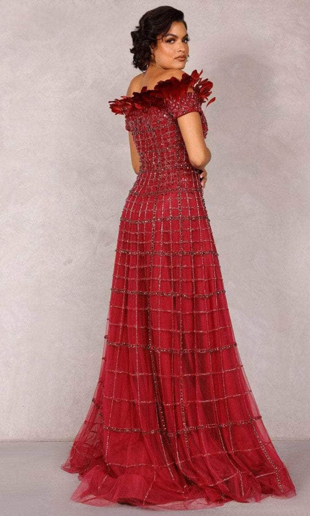 Terani Couture 2027GL3240 - Off-Shoulder Feather Long Dress Evening Dress