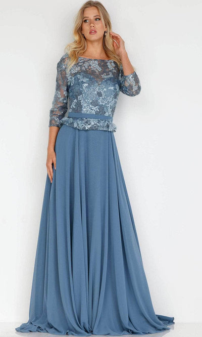 Terani Couture 2027M3086 - Sequin Lace Bateau Formal Gown Mother of the Bride Dresess 00 / Slate